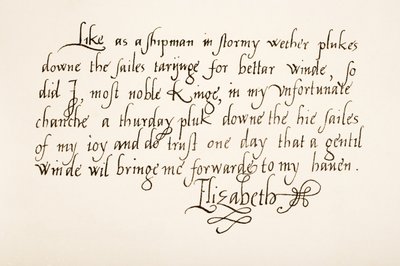 Queen Elizabeth I of England, 1533-1603. Handwriting sample by Unknown